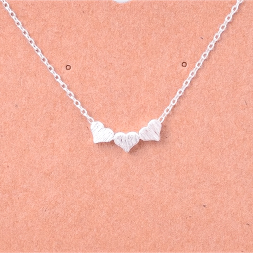 Silver | Three Heart Necklace, Silver Chain - Picture 1 of 4